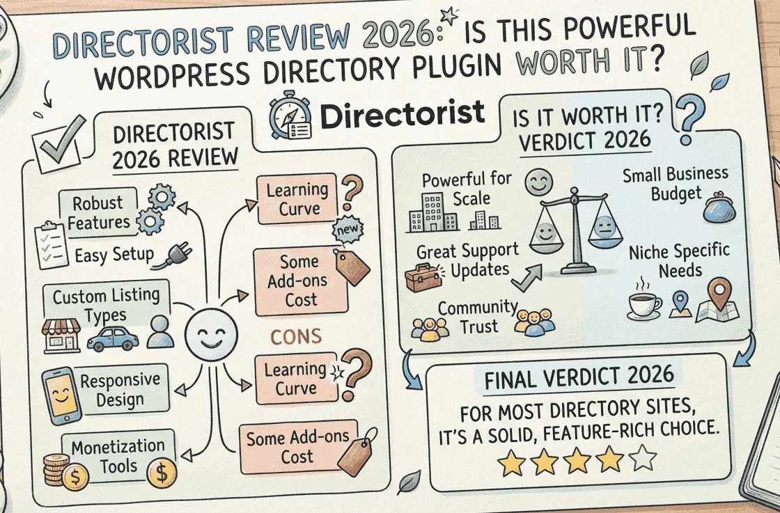Directorist review 2026 WordPress directory plugin dashboard listings